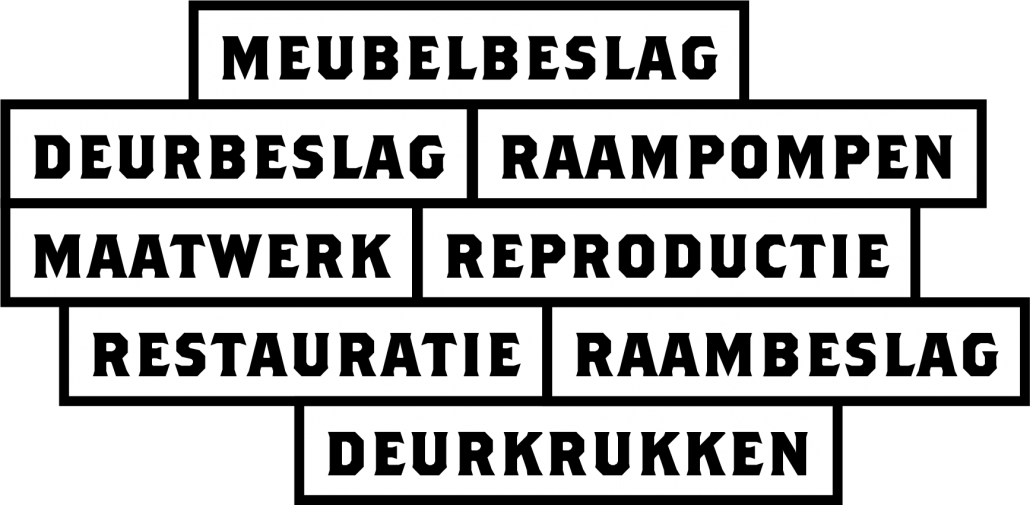 Meubelbeslag, Deurbeslag, Raampompen, Maatwerk, Reproductie, Restauratie, Raambeslag, Deurkrukken